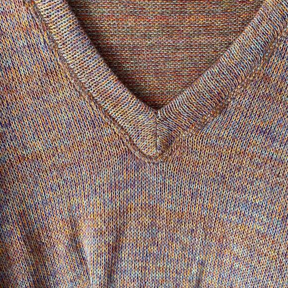 Marbled Knit Sweater Bell Sleeves SZ‎ M V- Neck Stretchy Oversized Boho Cottage - Picture 3 of 5